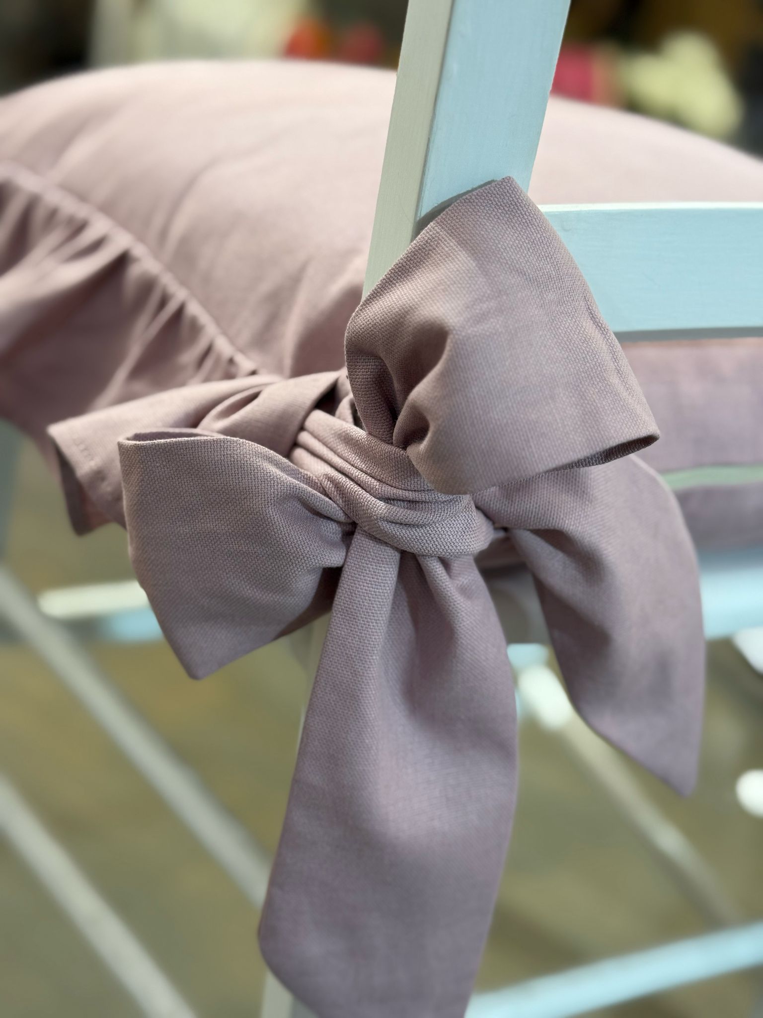 Cuscino da sedia sartoriale rosa malva in panama 1 balza - 45x45 cm - Fiorentino Home